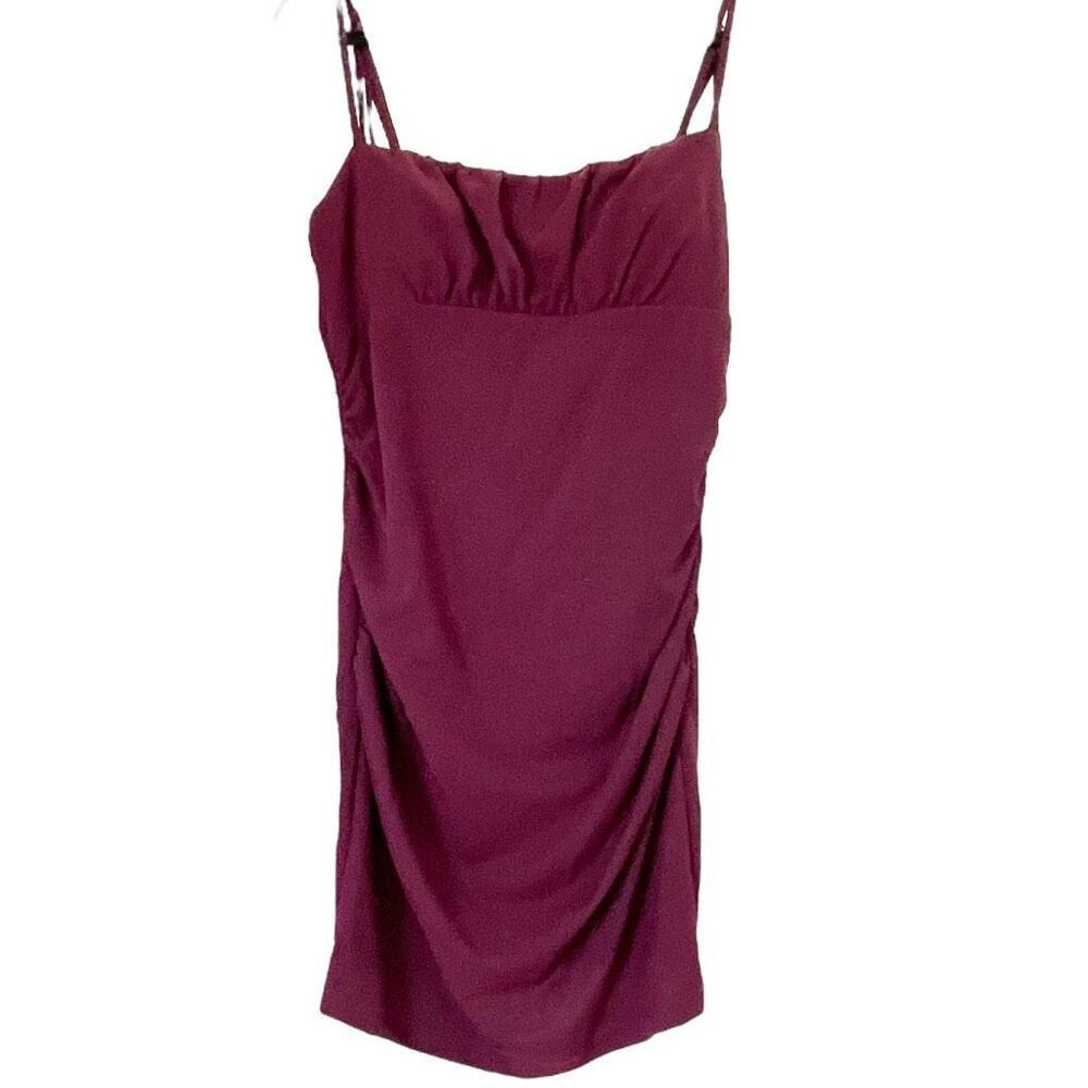 Emerald Sundae Women's Burgundy Ruched Bodycon Mini Dress Size XXL NWT